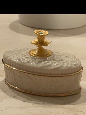 Lenox Trinket Box 1999 Aquamarine Gem Stone March Birthstone Collection Vintage